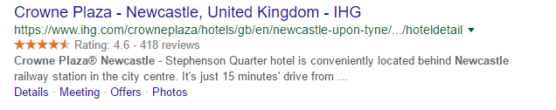 Google Rich Snippet ratings example for hotel